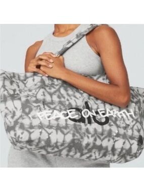 (ALO) Grey Tie-Dye Peace On Earth Splatter Paint Tote
